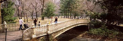 Group of people walking on an arch bridgeCentral Park, Manhattan, New York City, New York State, USA by Panoramic Images framed canvas print