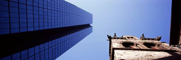 Low angle view of the Hancock Building & Trinity ChurchBoston, Suffolk County, Massachusetts, USA