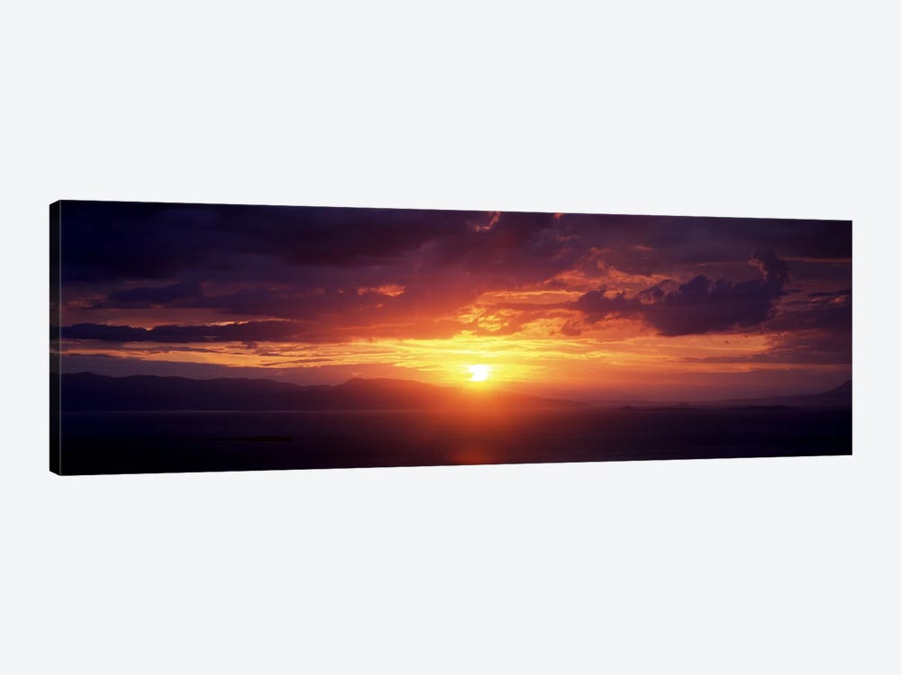 Sunset over the seaAegina, Saronic Gulf Islands, Attica, Greece by Panoramic Images 1-piece Canvas Wall Art