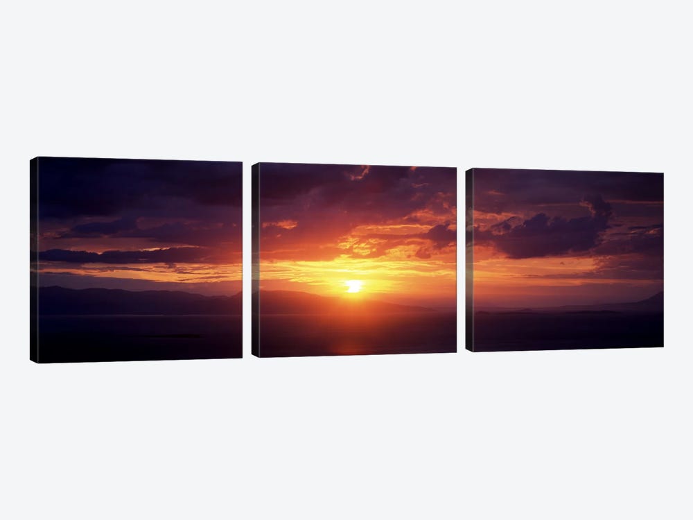 Sunset over the seaAegina, Saronic Gulf Islands, Attica, Greece by Panoramic Images 3-piece Canvas Artwork