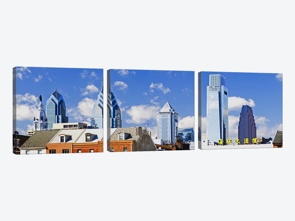 Buildings in a cityChinatown Area, Comcast Center, Center City, Philadelphia, Philadelphia County, Pennsylvania, USA 3-piece Canvas Print