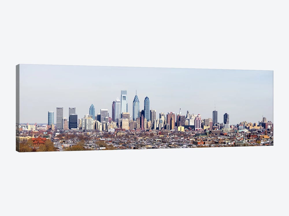 Buildings in a cityComcast Center, City Hall, William Penn Statue, Philadelphia, Philadelphia County, Pennsylvania, USA by Panoramic Images 1-piece Canvas Wall Art