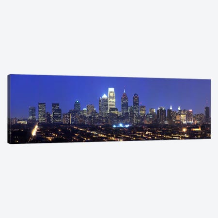 Buildings lit up at night in a cityComcast Center, Center City, Philadelphia, Philadelphia County, Pennsylvania, USA Canvas Print #PIM7138} by Panoramic Images Canvas Print