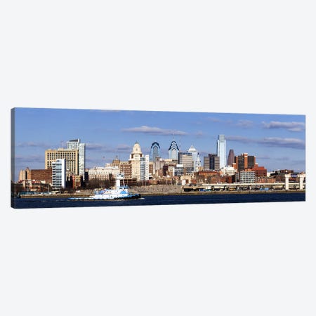 Buildings at the waterfront, Delaware River, Philadelphia, Philadelphia County, Pennsylvania, USA Canvas Print #PIM7139} by Panoramic Images Art Print