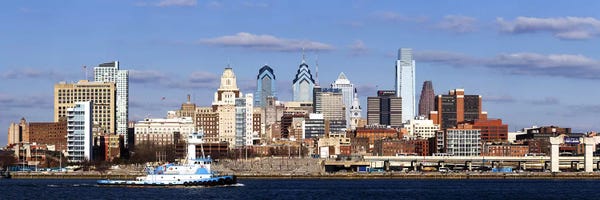Pennsylvania: Buildings at the waterfront, Delaware River, Philadelphia, Philadelphia County, Pennsylvania, USA by Panoramic Images