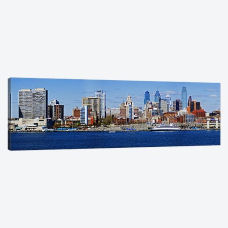 Buildings at the waterfront, Delaware River, Philadelphia, Philadelphia County, Pennsylvania, USA Canvas Print #PIM7142} by Panoramic Images Canvas Wall Art