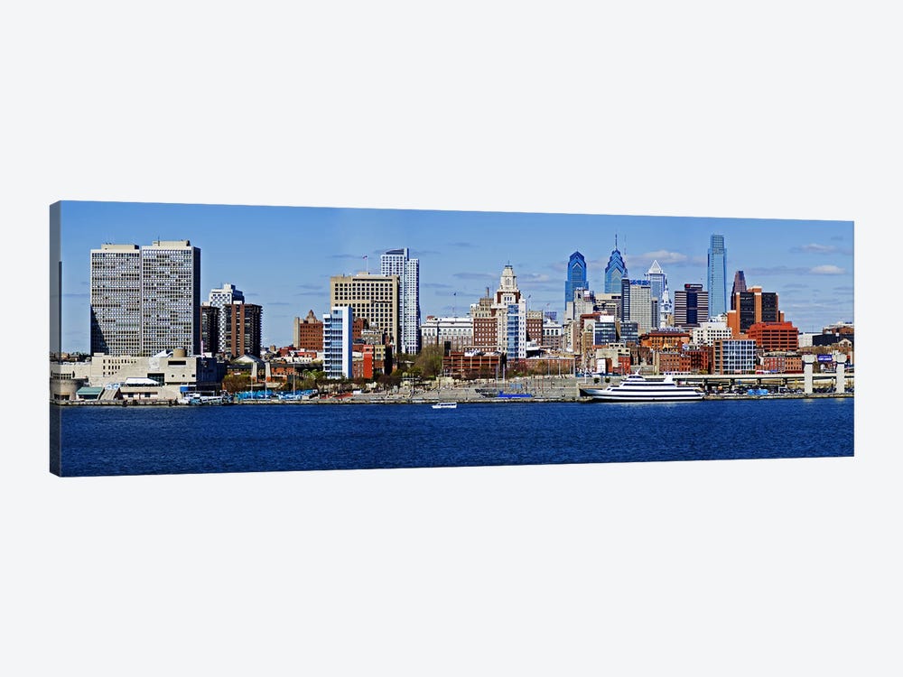 Buildings at the waterfront, Delaware River, Philadelphia, Philadelphia County, Pennsylvania, USA by Panoramic Images 1-piece Canvas Print