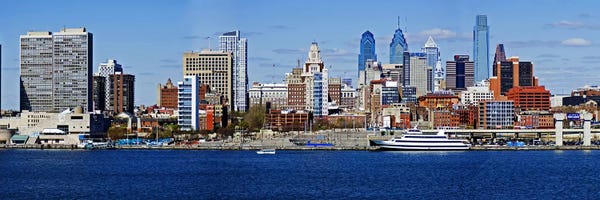 Pennsylvania: Buildings at the waterfront, Delaware River, Philadelphia, Philadelphia County, Pennsylvania, USA by Panoramic Images