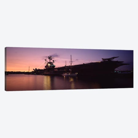 USS Intrepid At Night, Intrepid Square, New York City, New York, USA Canvas Print #PIM7155} by Panoramic Images Canvas Wall Art