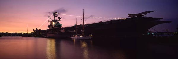 Warships: USS Intrepid At Night, Intrepid Square, New York City, New York, USA by Panoramic Images