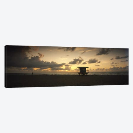 Silhouette of a lifeguard hut on the beach, South Beach, Miami Beach, Miami-Dade County, Florida, USA Canvas Print #PIM7158} by Panoramic Images Canvas Art Print