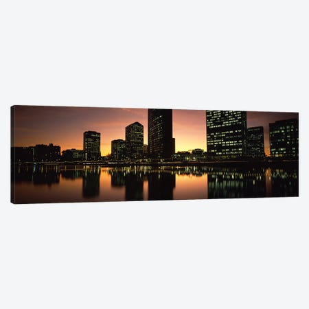Buildings lit up at dusk, Oakland, Alameda County, California, USA Canvas Print #PIM7159} by Panoramic Images Canvas Print
