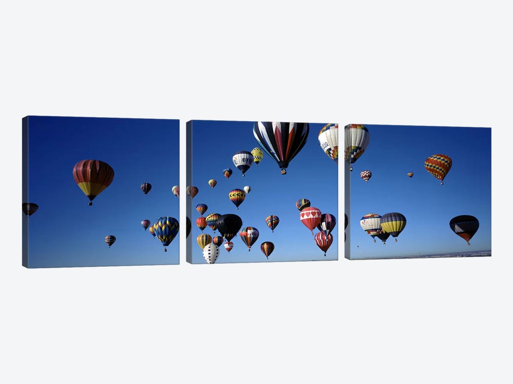 Hot air balloons floating in skyAlbuquerque International Balloon Fiesta, Albuquerque, Bernalillo County, New Mexico, USA 3-piece Canvas Art Print