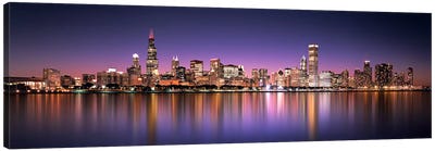 Reflection Of Skyscrapers In A Lake, Lake Michigan, Digital Composite, Chicago, Cook County, Illinois, USA Canvas Art Print - Building & Skyscraper Art