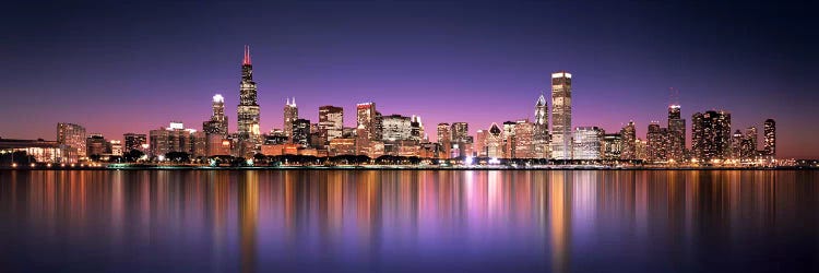 Reflection Of Skyscrapers In A Lake, Lake Michigan, Digital Composite, Chicago, Cook County, Illinois, USA