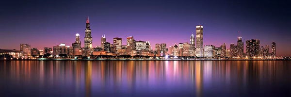 Reflection Of Skyscrapers In A Lake, Lake Michigan, Digital Composite, Chicago, Cook County, Illinois, USA