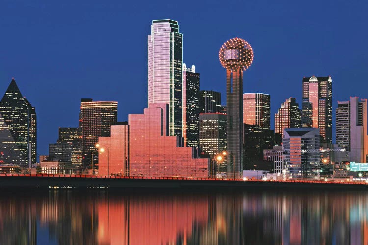 Reflection Of Skyscrapers In A Lake, Dallas, Texas, USA