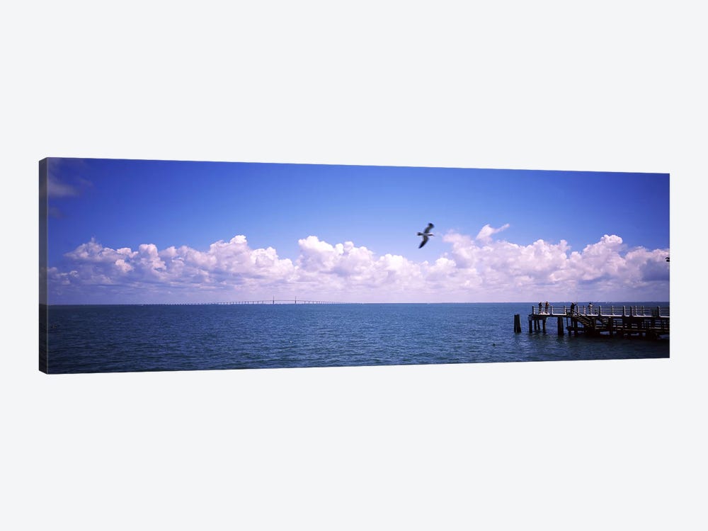 Pier over the sea, Fort De Soto Park, Tampa Bay, Gulf of Mexico, St. Petersburg, Pinellas County, Florida, USA by Panoramic Images 1-piece Canvas Artwork