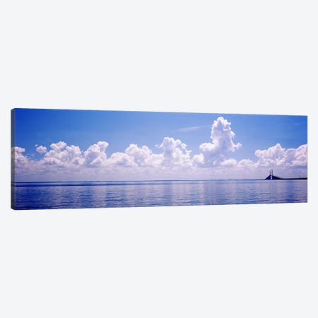 Seascape with a suspension bridge in the background, Sunshine Skyway Bridge, Tampa Bay, Gulf of Mexico, Florida, USA Canvas Print #PIM7170} by Panoramic Images Art Print