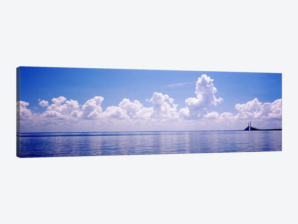Seascape with a suspension bridge in the background, Sunshine Skyway Bridge, Tampa Bay, Gulf of Mexico, Florida, USA by Panoramic Images 1-piece Canvas Wall Art