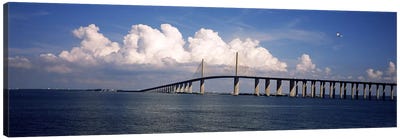 Suspension bridge across the bay, Sunshine Skyway Bridge, Tampa Bay, Gulf of Mexico, Florida, USA Canvas Art Print - Tampa Art
