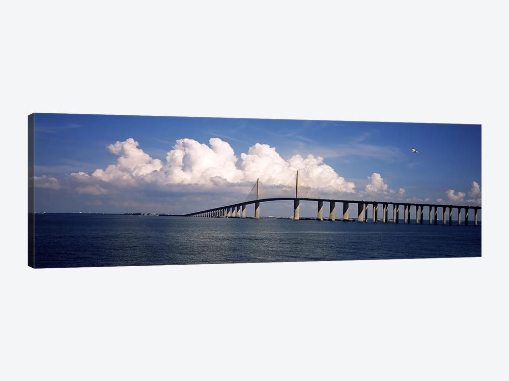 Suspension bridge across the bay, Sunshine Skyway Bridge, Tampa Bay, Gulf of Mexico, Florida, USA by Panoramic Images 1-piece Canvas Print