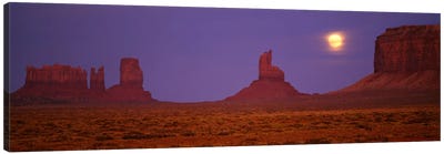 Full Moon Shining Over Monument Valley, Navajo Nation, Arizona, USA Canvas Art Print - Valley Art