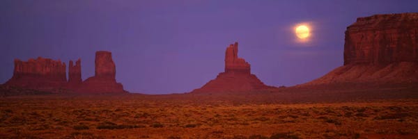 Arizona: Full Moon Shining Over Monument Valley, Navajo Nation, Arizona, USA by Panoramic Images
