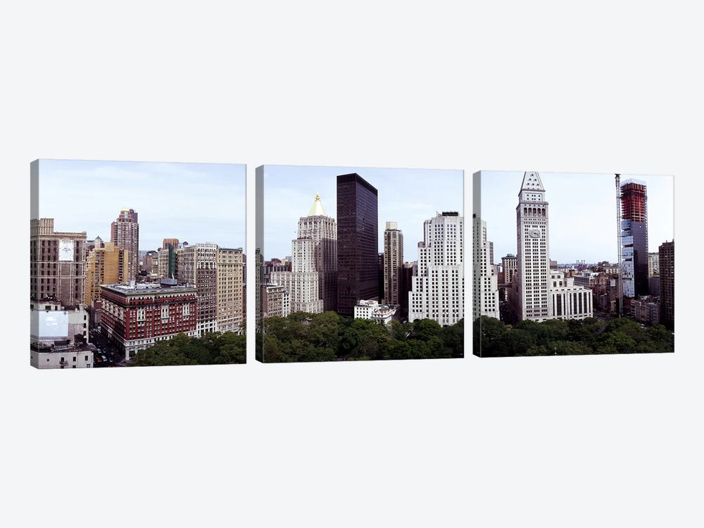 Skyscrapers in a city, Madison Square Park, New York City, New York State, USA by Panoramic Images 3-piece Art Print