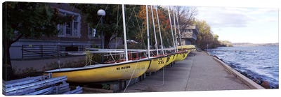 Sailboats in a row, University of Wisconsin, Madison, Dane County, Wisconsin, USA Canvas Art Print - Madison Art