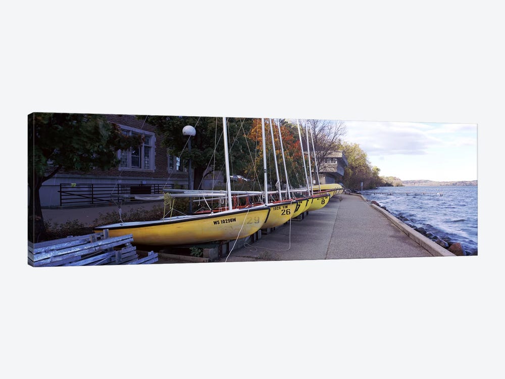 Sailboats in a row, University of Wisconsin, Madison, Dane County, Wisconsin, USA by Panoramic Images 1-piece Canvas Art