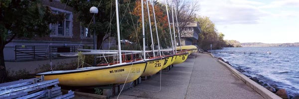 Wisconsin: Sailboats in a row, University of Wisconsin, Madison, Dane County, Wisconsin, USA by Panoramic Images
