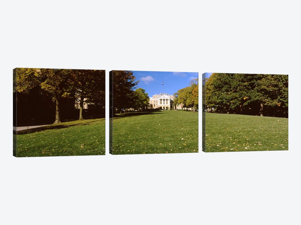 Lawn in front of a building, Bascom Hall, Bascom Hill, University of Wisconsin, Madison, Dane County, Wisconsin, USA by Panoramic Images 3-piece Canvas Wall Art