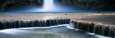 View Of Mooney Falls And Its Pool Water Cascading Over Travertine Terraces, Havasu Canyon, Havasupai Indian Reservation by Panoramic Images framed canvas print