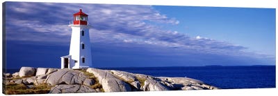 Low Angle View Of A Lighthouse, Peggy's Cove, Nova Scotia, Canada Canvas Art Print - Nautical Scenic Photography