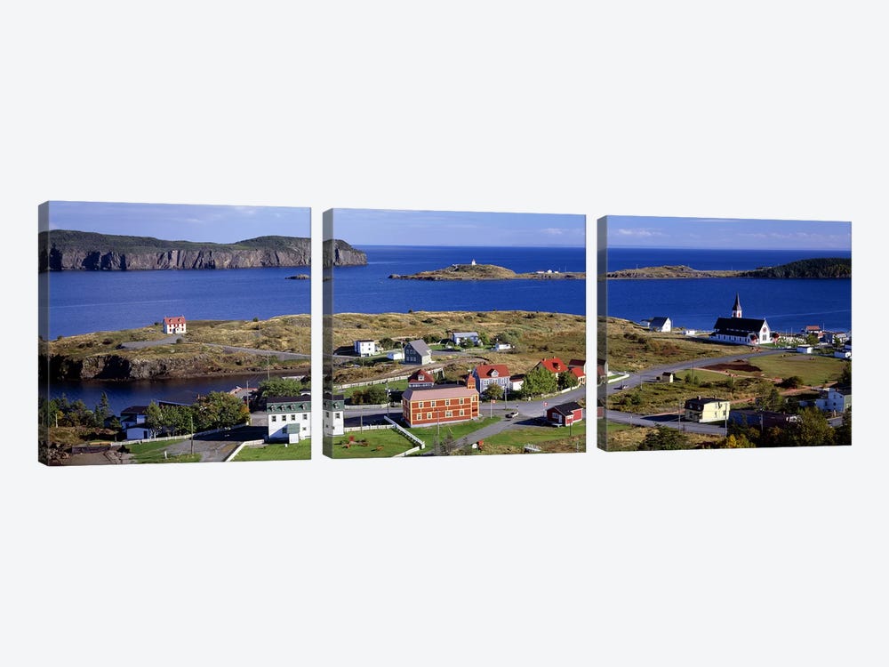 Buildings at the coast, Trinity Bay, Trinity, Newfoundland Island, Newfoundland and Labrador Province, Canada by Panoramic Images 3-piece Canvas Print