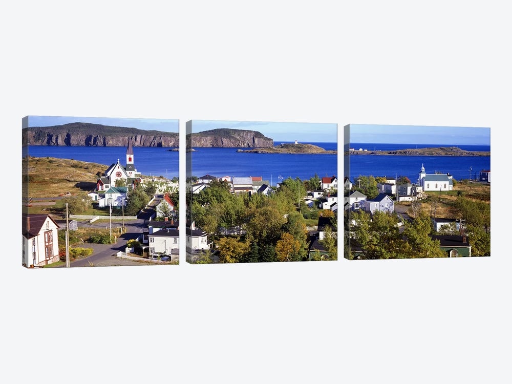 Buildings at the coast, Trinity Bay, Trinity, Newfoundland Island, Newfoundland and Labrador Province, Canada #2 by Panoramic Images 3-piece Canvas Artwork
