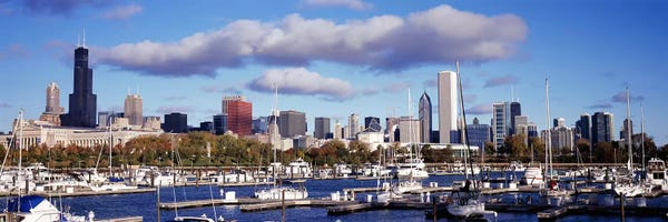 Chicago Skylines: Boats docked at Burnham HarborChicago, Illinois, USA by Panoramic Images