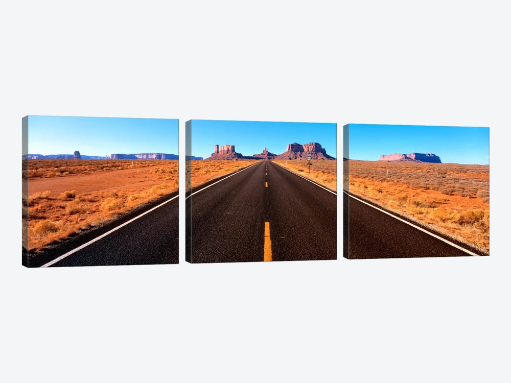View Of Monument Valley From U.S. Route 163, Navajo Nation, Utah, USA by Panoramic Images 3-piece Canvas Art