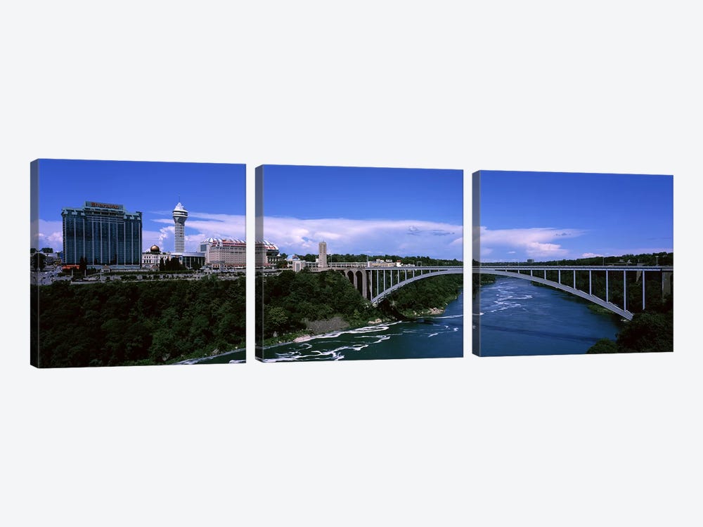 Bridge across a riverRainbow Bridge, Niagara River, Niagara Falls, New York State, USA by Panoramic Images 3-piece Canvas Print