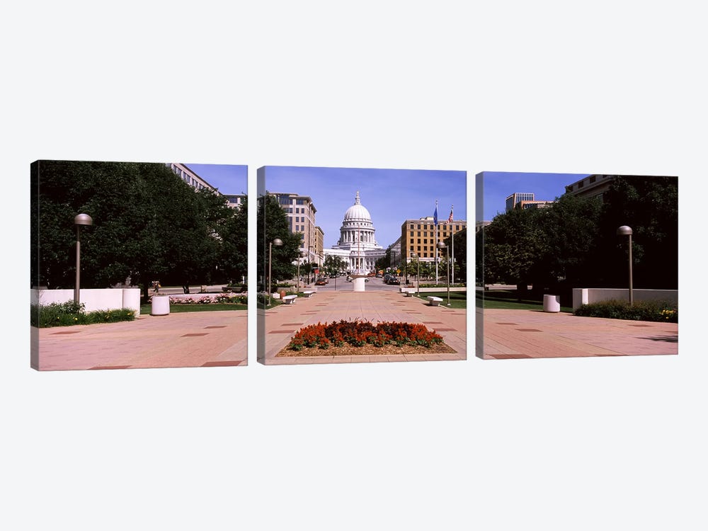 Footpath leading toward a government buildingWisconsin State Capitol, Madison, Wisconsin, USA by Panoramic Images 3-piece Canvas Print