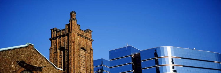 High section view of buildings in a city, Presbyterian Church, Midtown plaza, Atlanta, Fulton County, Georgia, USA