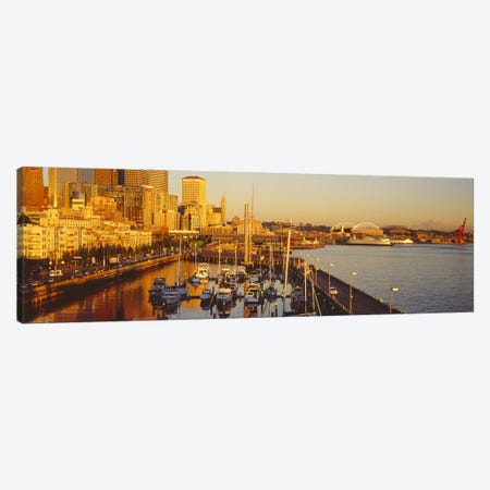 Buildings at the waterfront, Elliott Bay, Bell Harbor Marina, Seattle, King County, Washington State, USA Canvas Print #PIM7274} by Panoramic Images Canvas Print