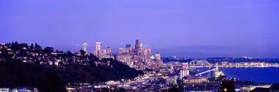 City skyline at dusk, Seattle, King County, Washington State, USA by Panoramic Images multi panel art