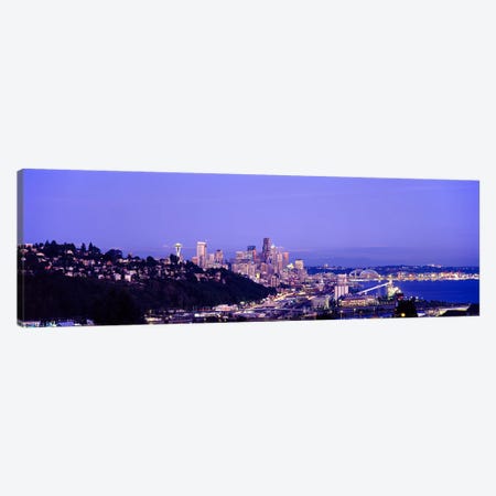 City skyline at dusk, Seattle, King County, Washington State, USA Canvas Print #PIM7275} by Panoramic Images Canvas Art Print