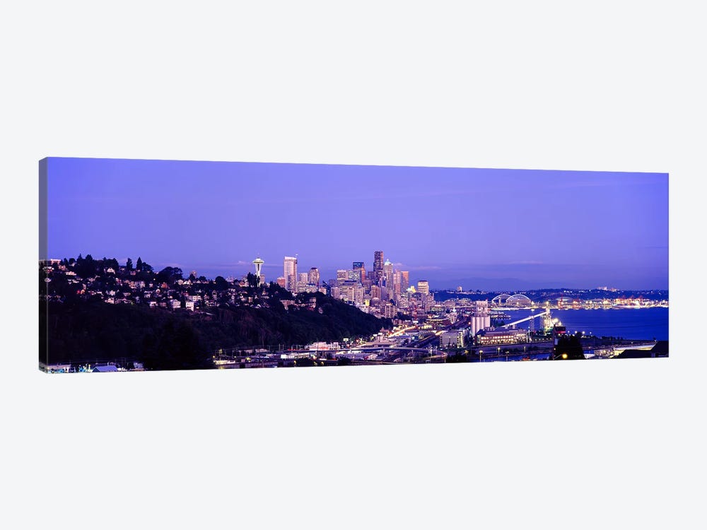 City skyline at dusk, Seattle, King County, Washington State, USA by Panoramic Images 1-piece Art Print