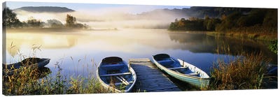 Rowboats at the lakesideEnglish Lake District, Grasmere, Cumbria, England Canvas Art Print
