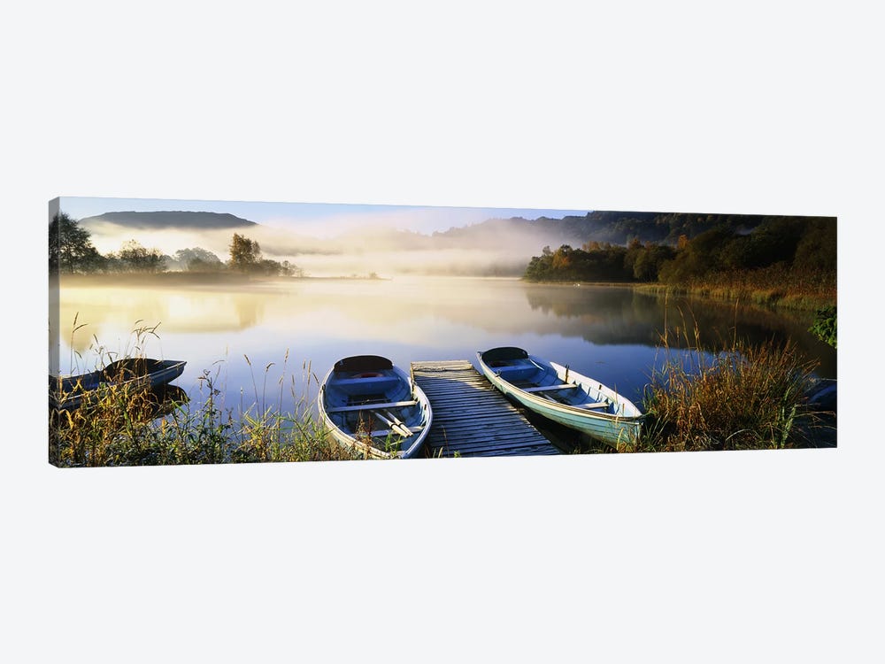 Rowboats at the lakesideEnglish Lake District, Grasmere, Cumbria, England by Panoramic Images 1-piece Canvas Print
