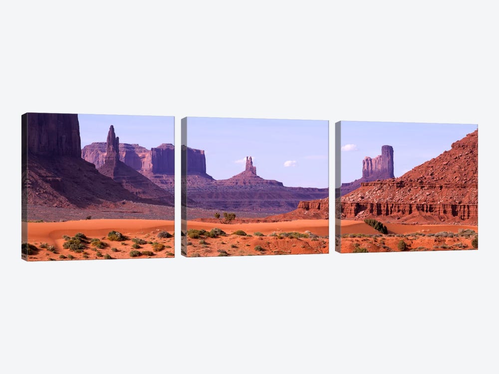 View To Northwest From 1st Marker In The Valley, Monument Valley, Arizona, USA,  by Panoramic Images 3-piece Canvas Artwork