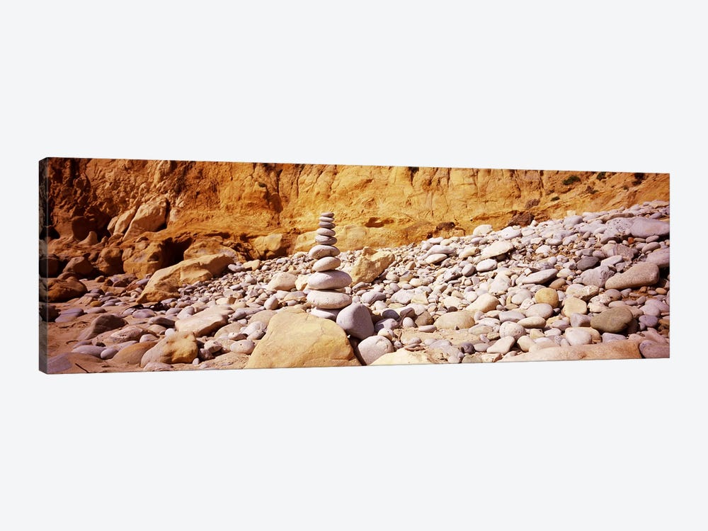 Stack of stones on the beach, California, USA by Panoramic Images 1-piece Canvas Artwork